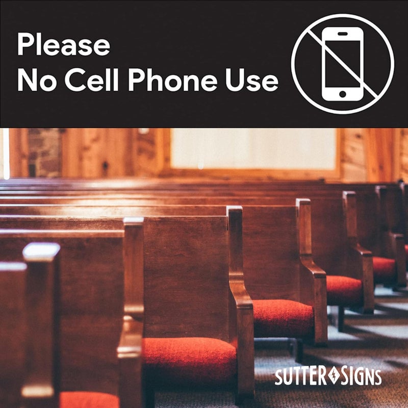 Sutter Signs 2pcs No Cell Phone Use Sign Stickers | No Phone Zone Sign, Please Silence Your Cell Phone | Signage for Classroom, Appointment Waiting Room, Wedding, Medical Office, Customer Service, Restroom - Image 5